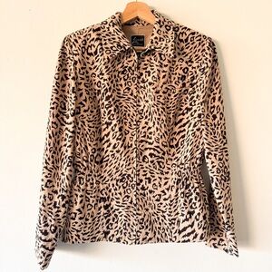 Nina Leonard Tan and Black Animal Print Blazer Size 6